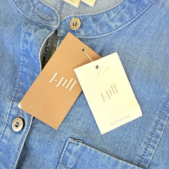 NWT J.Jill Denim Camdenwash Button-Front Soft Breathable Shirt Dress | XS Petite - Picture 8 of 12